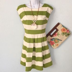 Beautiful Green & Beige striped dress